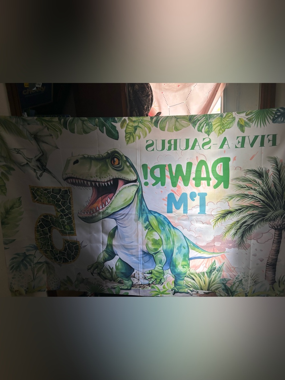 Amazon Green and Blue Dinosaur Reptile Backdrop